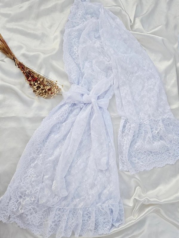 ROBE EM RENDA FLORAL CATIUSCIA BRANCO