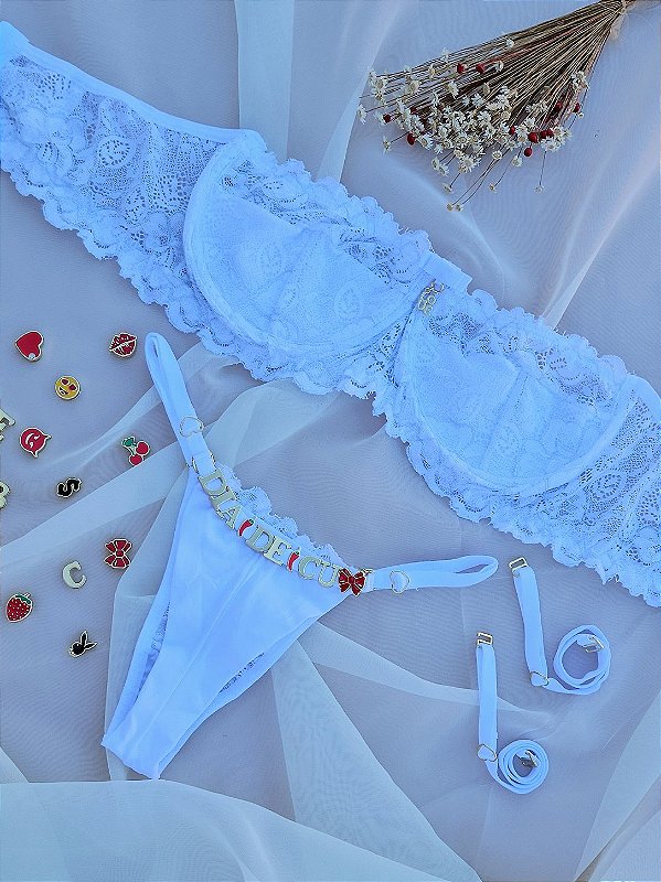 CONJUNTO PERSONALIZAVEL TOMARA QUE CAIA EM RENDA BRANCO