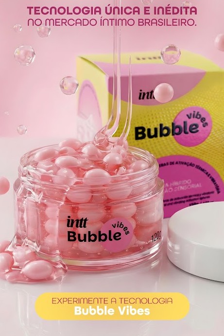 BUBBLE VIBES INTT GEL TRIPLA AÇÃO DESLIZA, VIBRA E AQUECE AROMA CHICLETE 120G