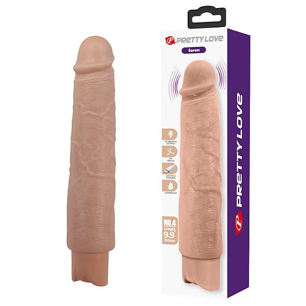 PÊNIS REALÍSTICO COM VIBRAÇÃO RECARREGAVEL SOREN PRETTY LOVE