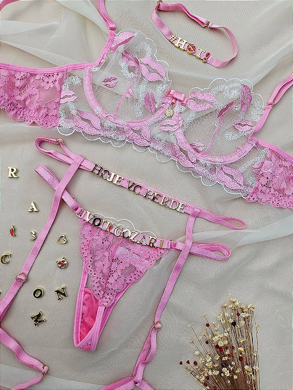 CONJUNTO PERSONALIZAVEL DAYANE EM TULE BOCÃO ROSA
