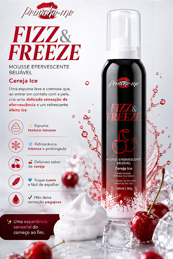MOUSSE EFERCESCENTE BEIJÁVEL CEREJA ICE FIZZ & FREEZE 166ML PROVOKE-ME