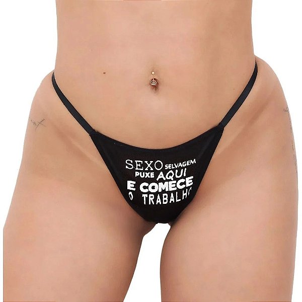 CALCINHA FETICHE "SEXO SELVAGEM PUXE AQUI E COMECE O TRABALHO" + CHOCKER