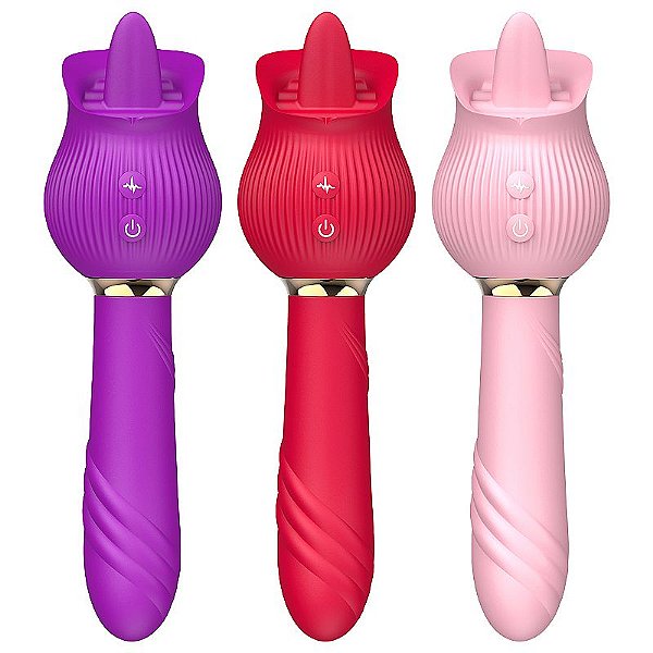VIBRADOR DE PONTO G E CLITÓRIS ROSA COM LÍNGUA KIRA