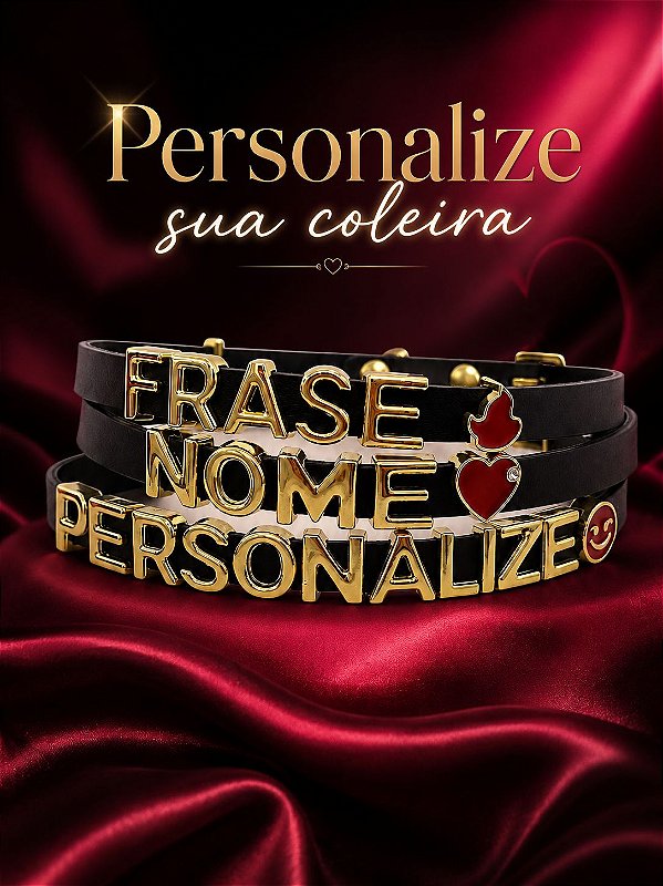 COLEIRO DE COURO PERSONALIZAVEL