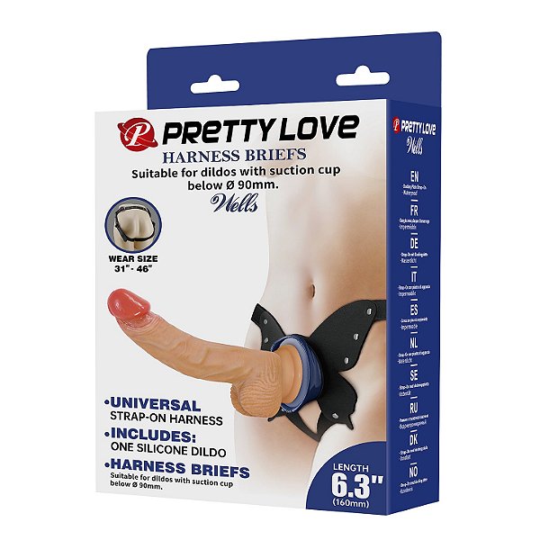 CINTA COM PRÓTESE REALISTICA WELLS 6.3" PRETTY LOVE