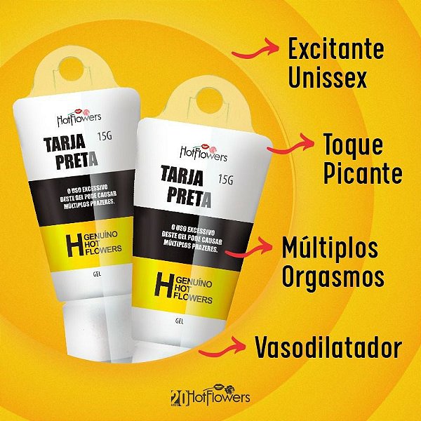 TARJA PRETA EXCITANTE UNISSEX 15G LINHA BRASILEIRINHOS HOT FLOWERS