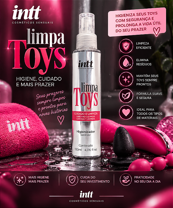 HIGIENIZADOR LÍQUIDO PARA CUIDADO E LIMPEZA LIMPA TOYS 120ML INTT