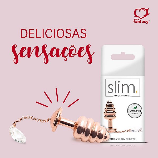 PLUG ANAL ANELADO COM PINGENTE CRISTAL LINHA SLIM SEXY FANTASY