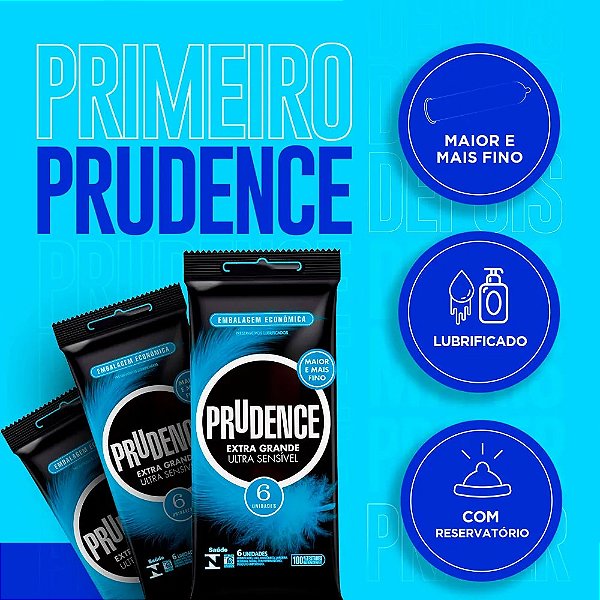 PRESERVATIVO EXTRA G ULTRA SENSÍVEL COM 6 UNIDADES PRUDENCE