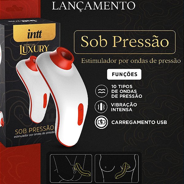 VIBRADOR DE ONDAS DE PRESSÃO (SUGADOR) SOB PRESSÃO VERMELHO LUXURY INTT