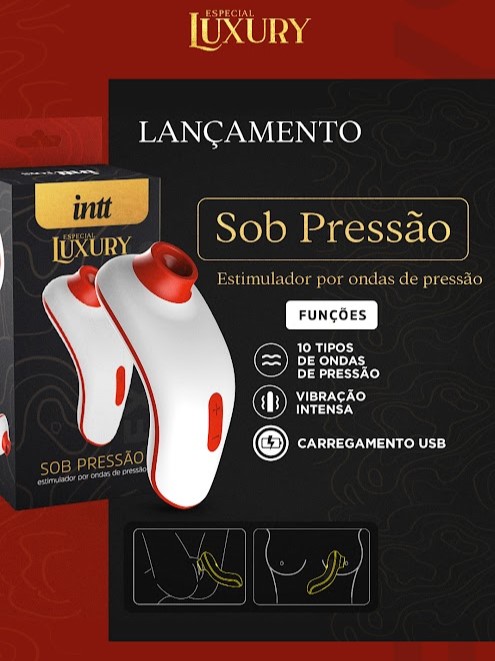 VIBRADOR DE ONDAS DE PRESSÃO (SUGADOR) SOB PRESSÃO VERMELHO LUXURY INTT