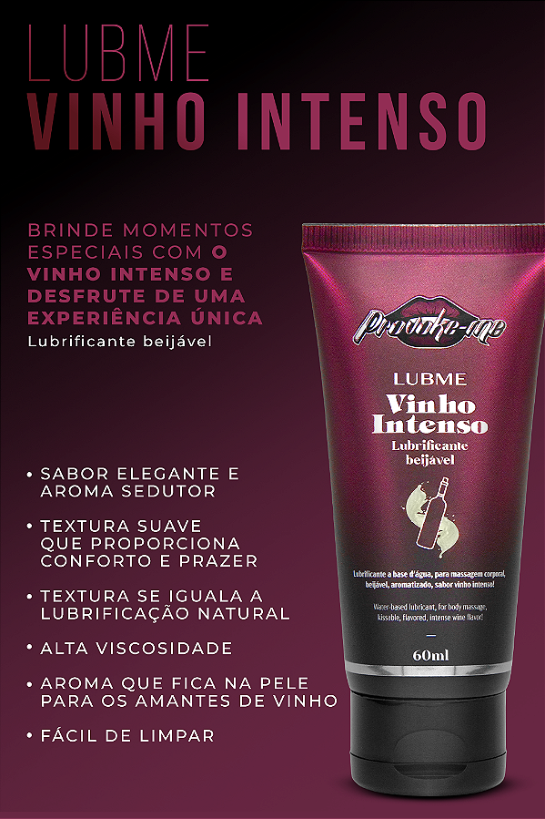 LUBRIFICANTE BEIJÁVEL LUBME VINHO INTENSO 60ML PROVOKE-ME