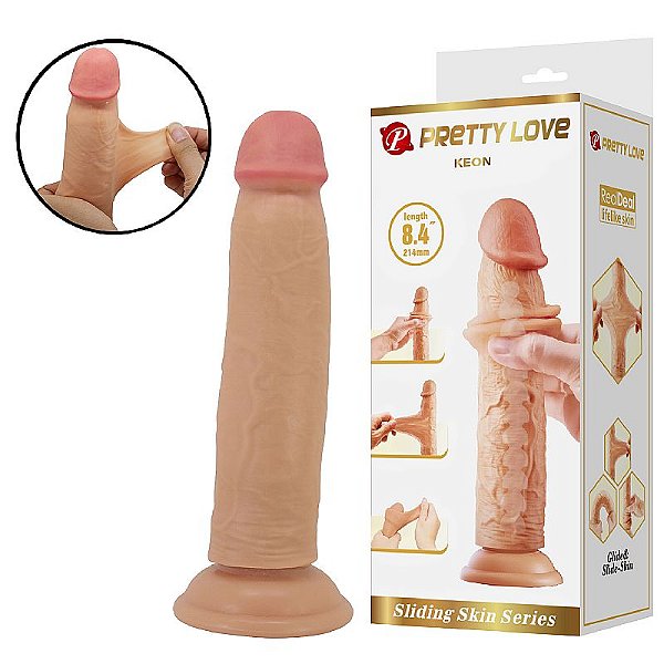 PÊNIS SUPER REALÍSTICO COM DUPLA CAMADA KEON PRETTY LOVE