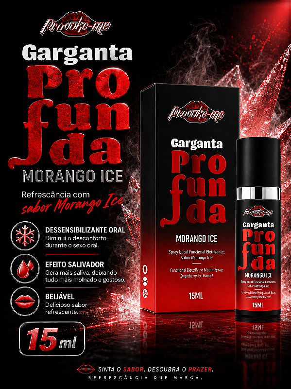 SPRAY GARGANTA PROFUNDA MORANGO ICE 15ML PROVOKE-ME