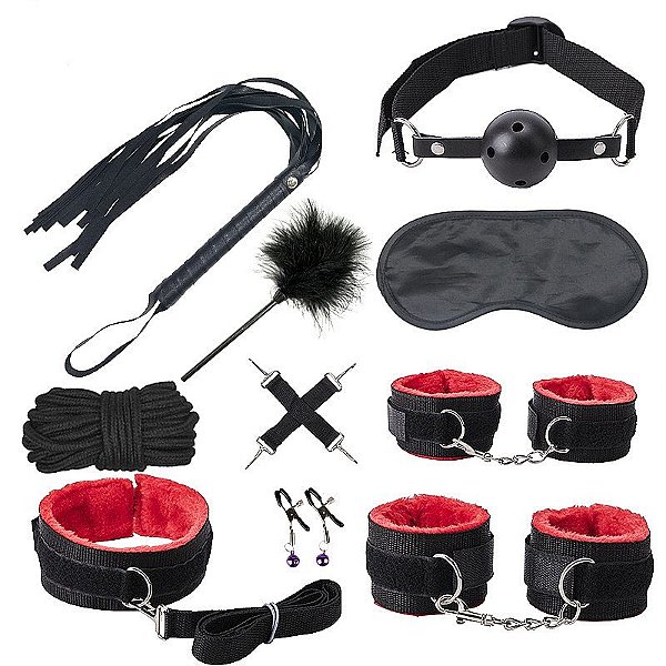 KIT SADO BLACK WOLF PRETO COM VERMELHO SI