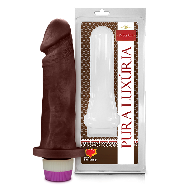 PÊNIS REALÍSTICO NEGRO COM VIBRAÇÃO PURA LUXÚRIA 18X4,5 CM SEXY FANTASY