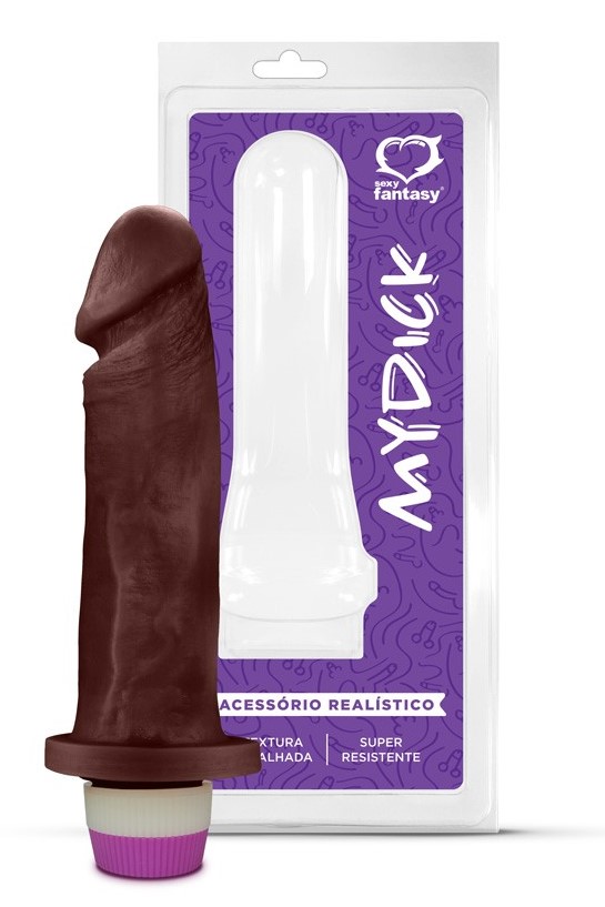 PÊNIS REALÍSTICO NEGRO COM VIBRAÇÃO 18X4,5 CM SEXY FANTASY