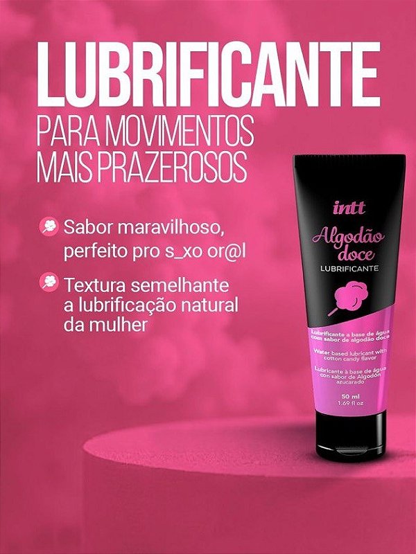 LUBRIFICANTE A BASE DE ÁGUA SABOR ALGODÃO DOCE 50ML INTT