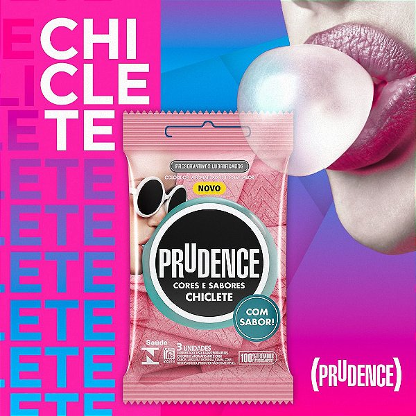 PRESERVATIVOS CORES E SABORES CHICLETE COM 3 UNIDADES PRUDENCE