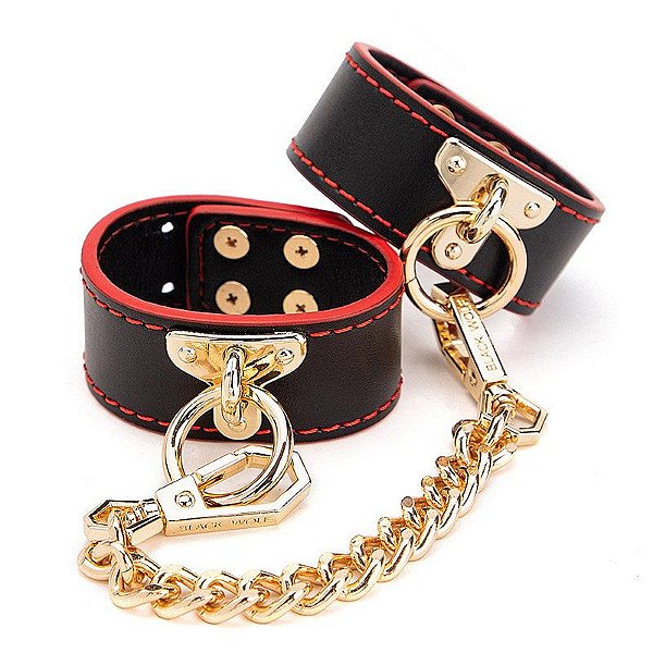 ALGEMA LUXO EM COURO PRETO COM VERMELHO BLACK WOLF SI