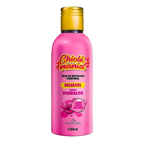 ÓLEO DE MASSAGEM BEIJÁVEL BUBBALOO CHICLÉ MANIA 120ML SOFISTICATTO