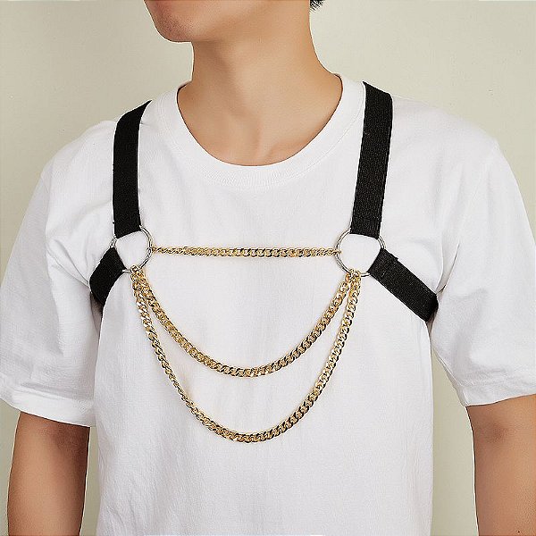 HARNESS MASCULINO EM ELASTICO E CORRENTES 2 SI