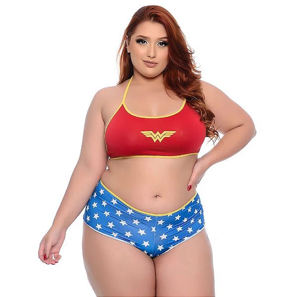 MINI FANTASIA MULHER MARAVILHA PLUS SIZE PIMENTA SEXY