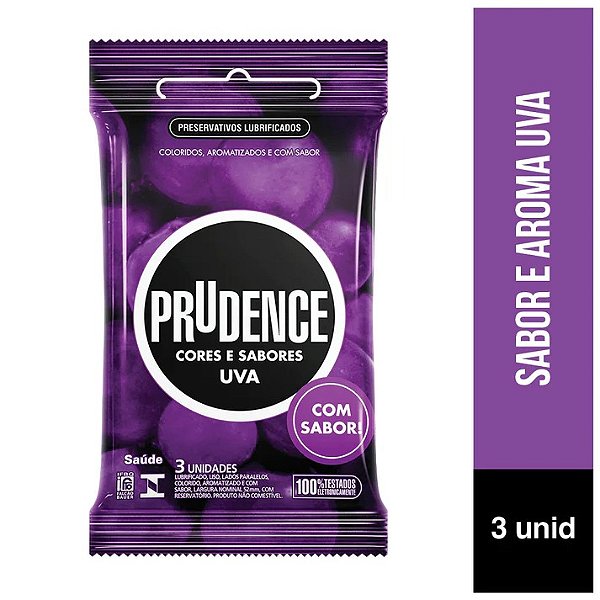 PRESERVATIVOS CORES E SABORES UVA PRUDENCE 3 UNIDADES