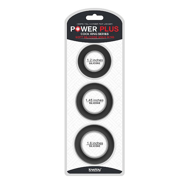 KIT COM 3 ANÉIS PENIANOS POWER PLUS SOFT SILICONE SNUG RING LOVETOY