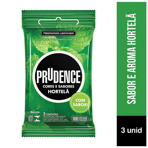 PRESERVATIVOS CORES E SABORES HORTELÃ PRUDENCE 3 UNIDADES