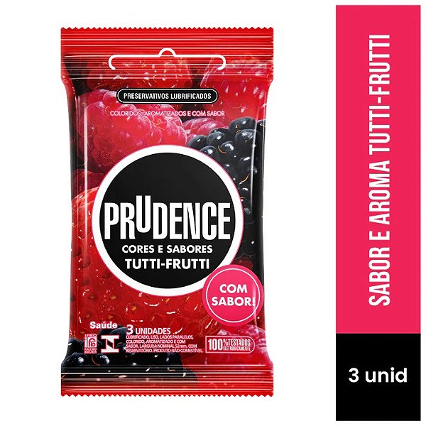 PRESERVATIVOS CORES E SABORES TUTTI-FRUTTI PRUDENCE 3 UNIDADES