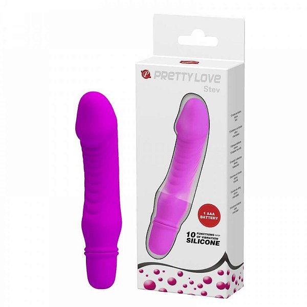 MINI VIBRADOR COM FORMATO DE PÊNIS COM 10 MODOS DE VIBRAÇÃO STEV PRETTY LOVE