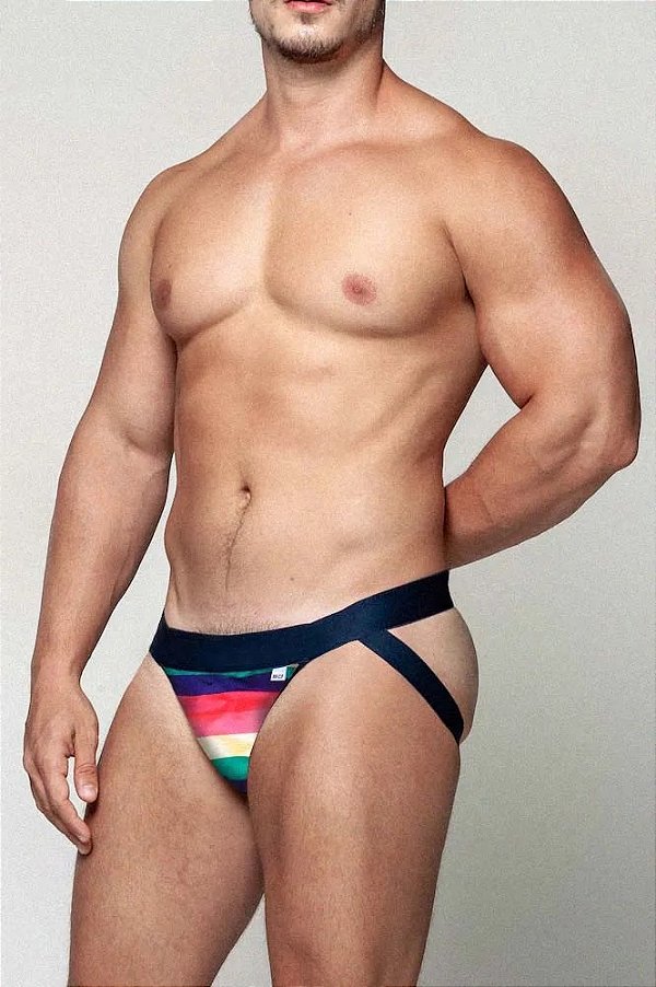 CUECA JOCK BÁSICA EM SUPLEX ARCO ÍRIS
