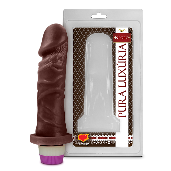 PÊNIS COM VIBRO MARROM NEGRO 15,3X4CM SEXY FANTASY