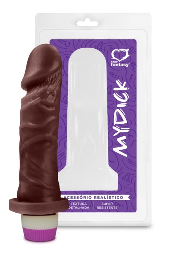 PÊNIS COM VIBRO MARROM NEGRO 15,3X4CM SEXY FANTASY