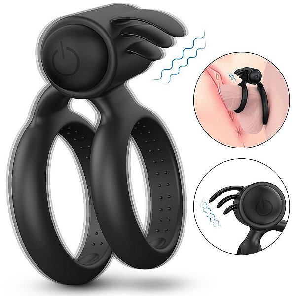 ANEL PENIANO DUPLO COM VIBRO NIGHTCRAWLER S-HANDE