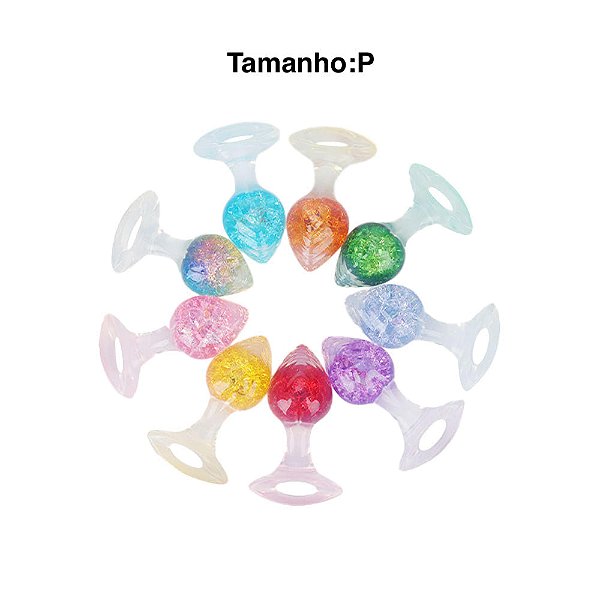 PLUG ANAL PEQUENO DE SILICONE COM ESFERA DE VIDRO INTERNA E ALÇA