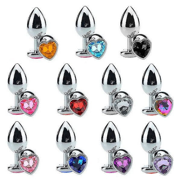 PLUG ANAL PEQUENO METAL COM CRISTAL CORAÇÃO