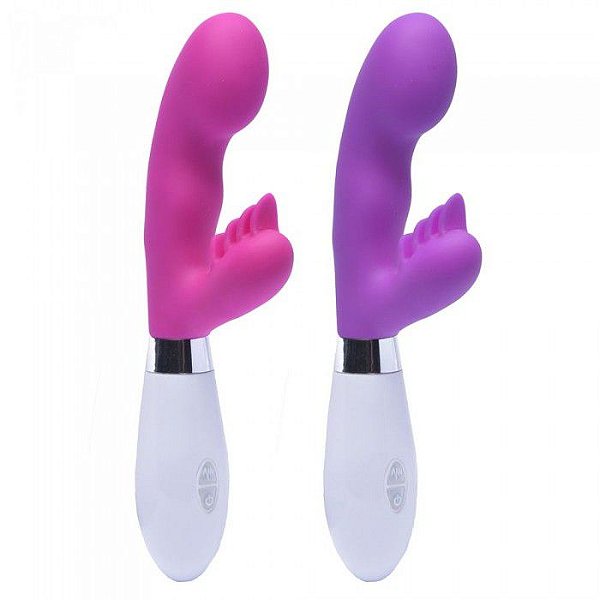 VIBRADOR EM SILICONE COM ESTIMULADOR DE CLITORIS ARON