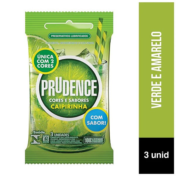 PRESERVATIVOS CORES E SABORES CAIPIRINHA PRUDENCE 3 UNIDADES
