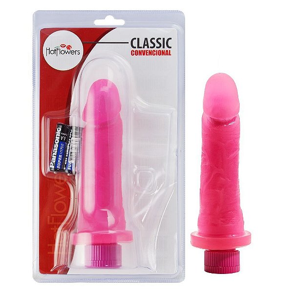 PÊNIS COM VIBRADOR CONTROLE INTERNO 16 X 4CM HOT FLOWERS