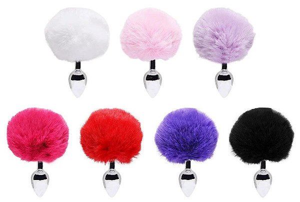 PLUG ANAL METAL PEQUENO COM POMPOM