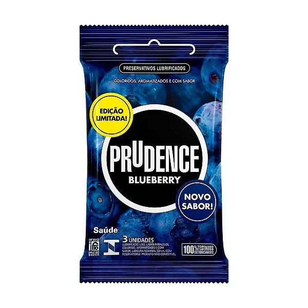 PRESERVATIVO COM SABOR BLUEBERRY PRUDENCE 3 UNIDADES