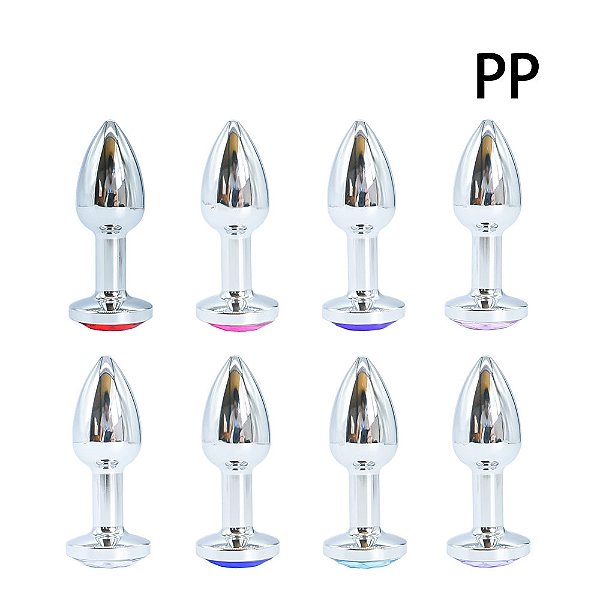 PLUG ANAL PP DE METAL COM CRISTAL ARREDONDADO