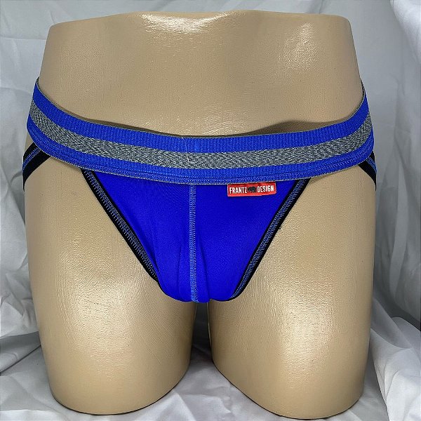 CUECA JOCK AZUL COM LISTRAS FRANTZ
