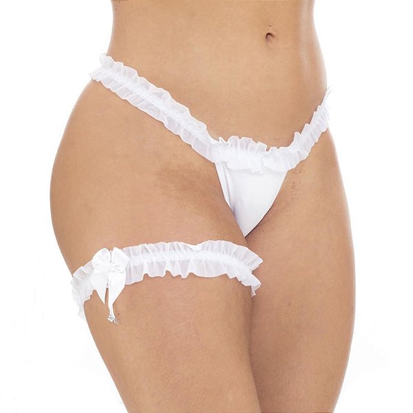CALCINHA FIO EM MICROFIBRA COM PERNEIRA EM TULE LACINHO