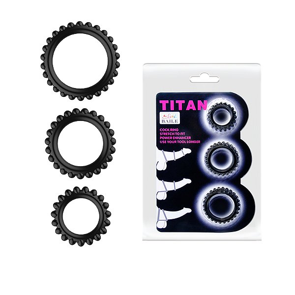 ANEL PENIANO BORRACHA KIT 3 UNIDADES TITAN BAILE