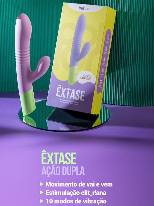 VIBRADOR VAI E VEM COM ESTIMULADOR CLITORIANO ÊXTASE COLLORS INTT