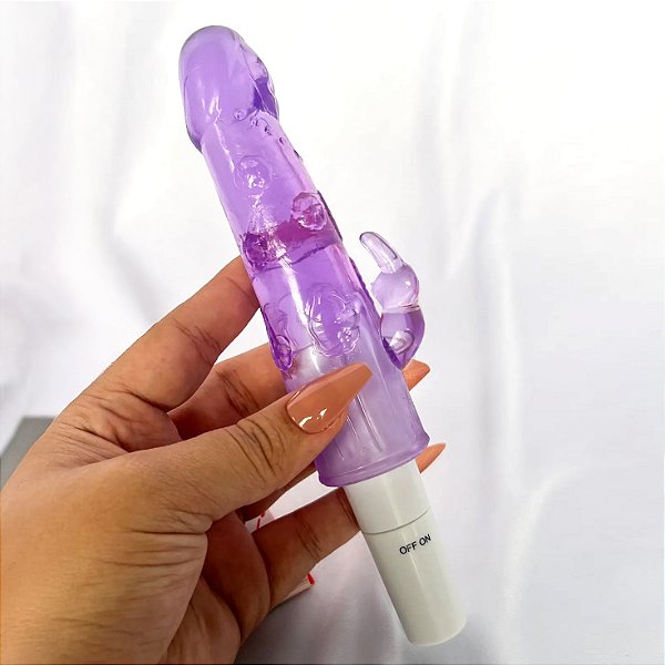 VIBRADOR RABBIT PÊNIS JELLY COM ESTIMULADOR DE CLITORIS